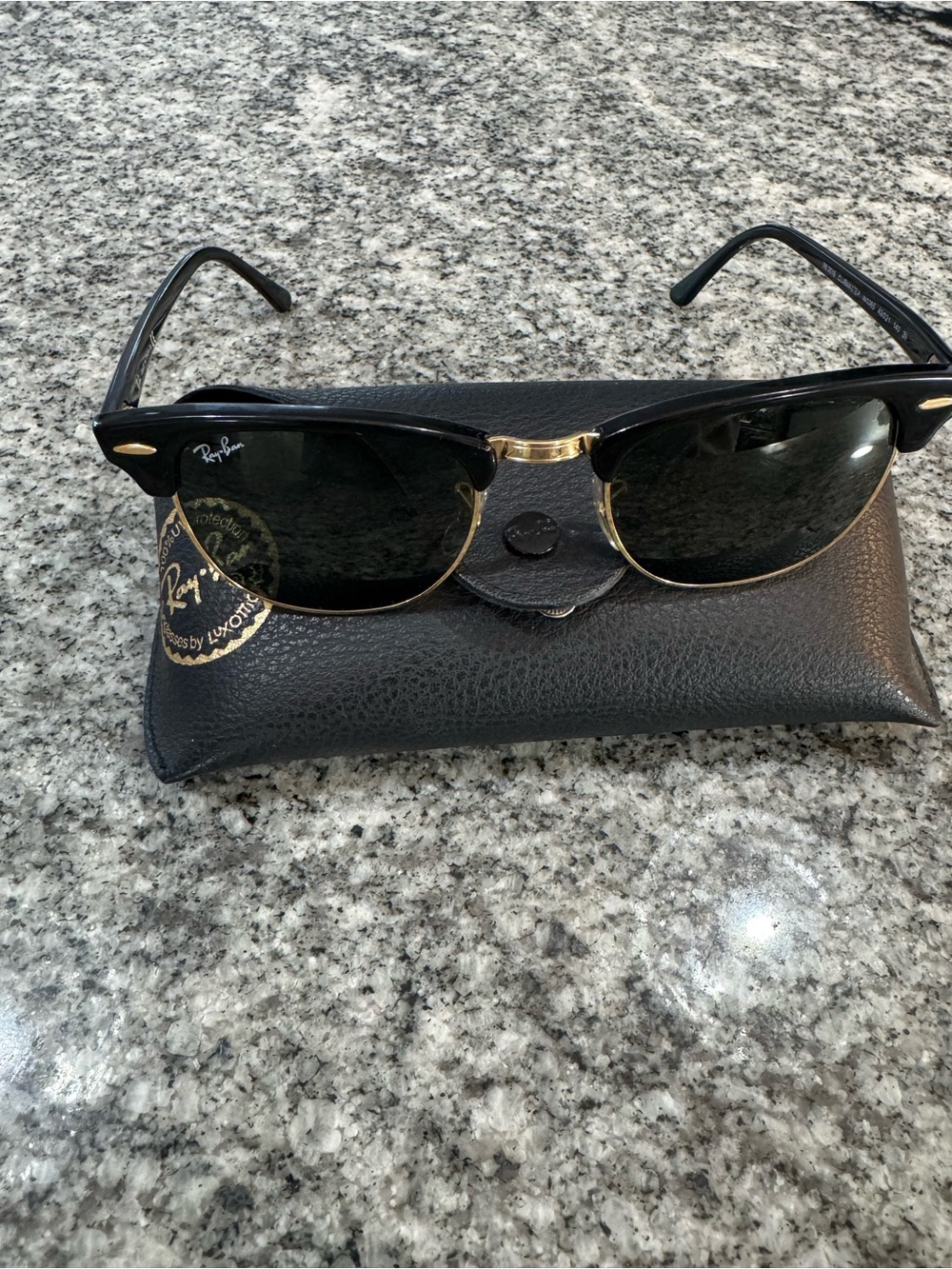 Ray-Ban Black and Gold Clubmaster-Style Sunglasses